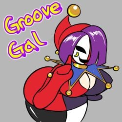 breasts cleavage groove_guy jester mario_(series) mask nintendo paper_mario phanto purple_hair shy_gal super_mario_bros._2 supermoonshroom text video_games