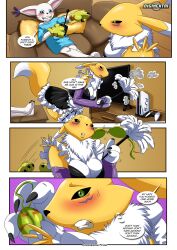 ass barefoot big_ass comic dat_ass dialogue digihentai digimon digimon_adventure digimon_tamers dirty_gamers foot_massage gatomon maid maid_uniform palcomix renamon soles toes