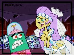 1boy 1girls alien alien_girl big_breasts breasts breasts_out buffnsfw buffnsfw_(artist) cleavage curvy curvy_female dress edit edited front_view mark_chang princess_mandie screenshot_edit straight_hair the_fairly_oddparents wedding wedding_dress wedding_lingerie wedding_veil