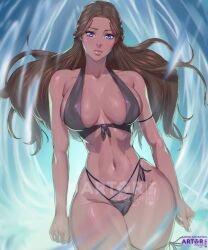 aged_up alternate_breast_size areola_slip arttoru athletic_female avatar_the_last_airbender barely_clothed big_breasts bikini blue_eyes brown_hair busty cameltoe child_bearing_hips cleavage cowboy_shot curvy dark-skinned_female dark_skin fit_female flowing_hair hair_down hair_loopies katara large_breasts long_hair looking_at_viewer mature_female midriff milf nickelodeon pinup revealing_clothes solo_focus standing straight_hair string_bikini swimsuit thick_thighs thunder_thighs tied_bikini voluptuous water wide_hips