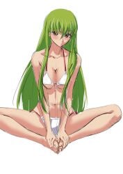 1girls big_breasts bikini c.c. code_geass excaliblader female green_hair sitting swimsuit tagme