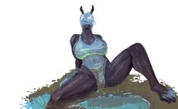 anthro equid equine female green_eyes keeltheequine see-through_clothing solo spread_legs swimsuit