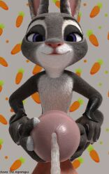 3d_(artwork) absurd_res anthro autofootjob balls big_balls big_penis bodily_fluids carrot cum cum_drip cum_on_penis digital_media_(artwork) disney dripping ejaculation feet feet_on_penis flat_chest food footwear fur futanari genital_fluids genitals grey_body grey_fur gynomorph hand_on_chest hand_on_leg hands_on_legs handwear hi_res huge_balls huge_cock huge_filesize intersex judy_hopps kawa_the_asparagus lagomorph leporid mammal nude penis penis_looking_at_viewer plant purple_eyes rabbit realistic smile smiling_at_viewer solo spread_toes toeless_footwear toes vegetable zootopia