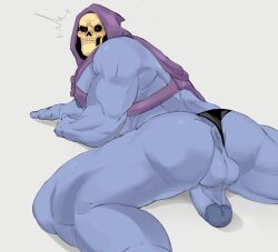 1male balls dark_eyes dick gay looking_at_viewer looking_back male_only nalnahi1 nude presenting_ass skeletor skull