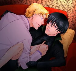 2boys black_hair blonde_hair darker_than_black gay hei male multiple_boys november_11 suit tagme yaoi