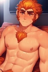 ai_generated bara bulge gay ilovementits lego_monkie_kid male male_only sun_wukong sun_wukong_the_monkey_king sweat wukong yaoi