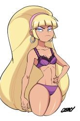 1girls blonde_hair bra cleavage deemlyart disney female gravity_falls pacifica_northwest panties small_breasts solo thick_thighs wide_hips