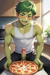 ai_generated beast_boy cum cum_on_food male_only penis pizza