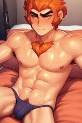 ai_generated bara bulge gay ilovementits lego_monkie_kid male male_only sun_wukong sun_wukong_the_monkey_king sweat wukong yaoi