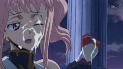 1girls animated anya_alstreim cat code_geass cumshot facial female female_only phone screenshot screenshot_edit solo