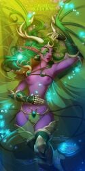 1girls artofcarmen blizzard_entertainment carmen_torres green_hair horns nude purple_skin solo thighhighs warcraft wide_hips world_of_warcraft ysera