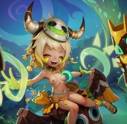 ai_generated blonde_hair medium_breasts navel pussy riley_(summoners_war) summoners_war