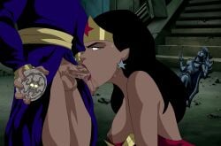 1girls angry_expression black_hair blowjob blowjob_face blowjob_only blue_eyes breasts_out dc dc_comics dcau earrings exposed_breasts exposed_nipples felix_faust fellatio forced forced_fellatio forced_oral genital_fluids genitals greek greek_mythology heroine hippolyta interracial justice_league justice_league_unlimited large_penis leotard light-skinned_female light_skin lips lipstick long_hair male oral oral_penetration oral_sex partial_male precum rape red_clothing robe sex side_view sweat tears thighs tiara tongue veiny_penis wonder_woman wonder_woman_(series) xeroshadows