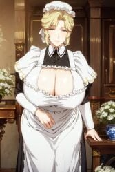 ai_generated big_breasts blonde_hair blue_eyes breasts huge huge_breasts large_breasts maid maid_outfit maria_(victoria_maid_maria_no_hoshi) victoria_maid_maria_no_hoshi victorian_maid_maria_no_houshi