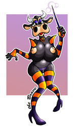 anthro anthro_only breasts clarabelle_cow cow disney female female_only front_view halloween holding_object nipples solo standing tagme the_brave toony