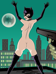 ambiguous_gender ass back_view bat_signal batman_(series) bravolasken catwoman dc dc_comics female functionally_nude gloves human mask outdoors pale_skin solo_focus standing tagme