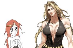 1boy 1girls big_breasts blonde_hair cleavage elden_ring female female_focus fromsoftware gigachad hanny_(uirusu_chan) meme mewing mewmaxxing milf mog mogger mogging queen_marika_the_eternal radagon_of_the_golden_order uirusu_chan