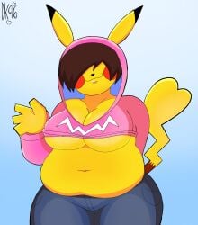 anthro belly chubby chubby_female daisykitty96 female furry pikachu solo