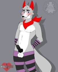 alternate_universe anthro anthropomorphic au balls bandana black_cock black_dick black_penis blush canid canine cock dick erection femboy five_nights_at_freddy's fnaf furry gay gay_male male otto otto_wolf penis pinup red_bandanna riley_morningstar shy solo stocking stockings tongue_out tongue_sticking_out twink wolf wolf_love