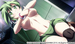 breasts clothing dutch_angle female female_only green_hair jinki_extend pale_skin solo tagme