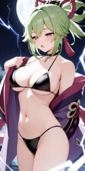 1girls 2024 ai ai_generated alternate_costume belly_button big_breasts bikini bikini_bottom bikini_top black_bikini black_bikini_bottom black_bikini_top bra cleavage covered_nipples dax_ai electricity female female_focus female_only genshin_impact green_eyes hourglass_figure hoyoverse kuki_shinobu light-skinned_female light_skin looking_down medium_hair mihoyo moon moonlight navel night night_background open_mouth purple_eyes revealing_clothes revealing_swimsuit sexy solo solo_female solo_focus standing thong thong_bikini two_piece_swimsuit undressing undressing_self voluptuous voluptuous_female young younger_female