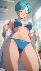 ai_generated bewaretheaimachinegod bulma_briefs bulma_briefs dragon_ball dragon_ball_super dragon_ball_z low-angle_view swimsuit