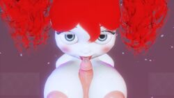 3d 3d_(artwork) areolae big_breasts blue_eyes breasts disembodied_penis doll faceless_male female licking_penis looking_at_viewer male nude nude_female paizuri pigtails poppy_(poppy_playtime) poppy_playtime r2d red_hair shortstack straight titjob