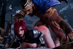 1girls atreus_(league_of_legends) cheating cheating_girlfriend cum cum_in_pussy cum_inside female haadxee hetero katarina_du_couteau league_of_legends male male/female pantheon penis sex straight