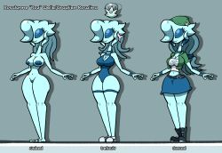 1girls alien alien_girl alternate_costume alternate_species breasts chabble clothing english_text female female_only full_body grey_alien humanoid mario_(series) multiple_views nipples non-human post_transformation princess_rosalina pussy reference_sheet solo standing super_mario_galaxy tentacle_hair text