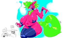 2020s 2024 2024s 2d 2d_(artwork) 2girls 4_fingers 5_fingers anthro anthro_focus anthrofied artist_logo artist_name artist_signature background bandage bandages belly belly_button big_breasts big_hips big_tail blue_eyes blue_fire blurry_background breasts cleavage clothed clothed_female clothed_male clothes clothing color colored completely_naked completely_nude completely_nude_female completely_nude_male cowboy cowboy_hat crocodilian cropped_legs curvy curvy_body curvy_figure curvy_hips curvy_thighs dialogue dogeinkk ear ears_up eyelashes eyes eyes_half_open eyes_open eyes_visible_through_hair female female/female female/male female_focus fingernails fingers fur furry furry_breasts furry_ears furry_female green_hair green_tail hair half-closed_eyes hips hourglass_figure humanoid large_tail leggings legwear male/female monster monster_girl monster_girl_(genre) mouth multicolored_body multicolored_fur multiple_girls nail nails naked naked_female neck neckwear no_bra no_humans non-human nude nude_female oc open_mouth open_smile original_character original_characters panties pink_body pink_fur pink_skin plump pussy_hair sharp_fingernails sharp_nails shiny shiny_breasts shiny_legs shiny_skin showing showing_off skeleton skin slightly_chubby slightly_chubby_female smile smiling smirk smirking smug smug_expression smug_face smug_grin smug_smile snout solo_focus spanish_text suggestive suggestive_look suggestive_pose suggestive_posing suggestive_smile tail text thick_thighs thigh_highs thighhighs thighs trio two_tone_body two_tone_fur undead underwear voluptuous voluptuous_female watermark white_background wide_hips wide_thighs