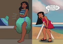 2girls bman44 dark-skinned_female dark_skin desperation diaper female hand_in_diaper lilo_and_stitch lilo_pelekai masturbation messy_diaper multiple_girls nani_pelekai omorashi peeing peeing_self soiling swim_diaper swimsuit wetting wetting_clothing