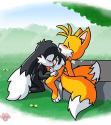 anthro blowjob blush blushing canine closed_eyes crossover cute day fellatio fox fur interspecies klonoa klonoa_(series) kneeling male male/male male_only mammal multiple_males namco nude open_mouth oral outdoors sega side_view sitting sonic_(series) sonic_the_hedgehog_(series) tails twotails unknown_species yaoi