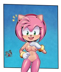 1girls amy_rose big_breasts breast_expansion breasts female female_nudity female_only furry furry_girl mobian_(species) nude_female nudes nudity pink_hair pink_nipples procyon't smaller_female smile sonic_(series) sonic_the_hedgehog_(series)