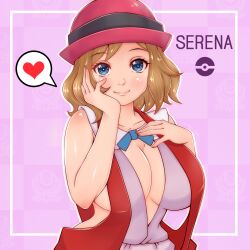 1girls absurd_res alternate_breast_size blue_eyes breasts brown_hair cleavage female female_only hat hi_res large_breasts looking_at_viewer misune_art nintendo pokemon pokemon_xy serena_(pokemon) solo