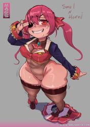 blush eye_patch grin hololive hololive_fantasy hololive_japan houshou_marine huge_ass huge_thighs pink_hair pornomagnum shortstack solo sweat thick_thighs thighhighs thunder_thighs twintails v virtual_youtuber wide_hips