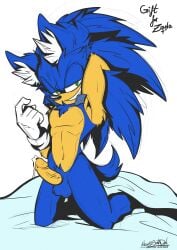 blue_fur chest_fur condom cum erection gloves handwear hedgehog humanoid male male_only mimy92sonadow penis precum seductive seductive_smile sega solo sonic_(series) sonic_the_hedgehog sonic_the_hedgehog_(series) white_gloves white_handwear yellow_chest_fur