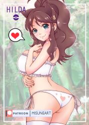 1girls absurd_res alternate_breast_size animal_ears ass blue_eyes breasts brown_hair female female_only hi_res hilda_(pokemon) large_breasts lingerie looking_at_viewer misune_art nintendo panties pokemon pokemon_bw solo thighhighs thighs