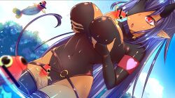 2animals animal bar_censor big_breasts censored dark-skinned_female dark_skin fish flat_chest_dev game_cg interracial lucy_(lucy_got_problems) lucy_got_problems official_art penis succubus