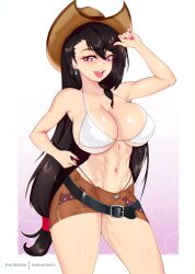 1girls 2022 bikini black_hair breasts cowboy_hat cowgirl cowgirl_hat cowgirl_outfit darkmoney1 female female_only final_fantasy final_fantasy_vii hat large_breasts light-skinned_female light_skin long_hair square_enix tagme tifa_lockhart white_bikini