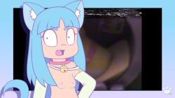 angry_face blue_hair catgirl courtney_(projectsnt) edit naked youtube