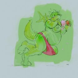 1:1 absurd_res anthro balls barely_contained barely_contained_penis belly big_belly biped breasts brokenwing colored_sketch dessert dragon ear_frill eyebrows food frill_(anatomy) futanari genitals glans green_balls green_body green_glans green_penis green_tail green_wings gynomorph hi_res horn humanoid_genitalia humanoid_penis ice_cream intersex membrane_(anatomy) membranous_wings nipple_piercing nipple_ring nipples open_mouth oselotti overweight overweight_anthro overweight_gynomorph overweight_intersex penis piercing restricted_palette side_view signature sketch solo spiked_tail spikes spikes_(anatomy) wings