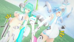 3d battlesuit big_breasts choujigen_game_neptune flat_chest green_heart koikatsu neptunia_(series) pregnancy pregnant vert white_heart