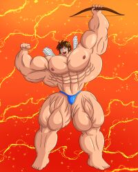 1boy abs aged_up angel angel_wings biceps big_biceps big_muscles bodybuilder bodybuilding bulge flexing flexing_bicep gay giant huge_muscles huge_pecs hyper_muscles imafrnin kid_icarus muscle muscle_growth muscles muscular muscular_arms muscular_legs muscular_male muscular_thighs nintendo pecs pit pit_(kid_icarus) solo super_smash_bros. thong