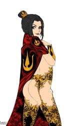 ass avatar_the_last_airbender azula black_lipstick bottomless cape edit female female_focus female_only fire_nation human jewelry lipstick looking_at_viewer ltstry no_panties pose posing royalty side_view sketch solo solo_female solo_focus stockings white_background