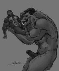 2boys balls baron_of_hell_(doom) dark_eyes demon dick doom doom_(series) erection fangs furry gay horns licking_penis long_tongue madboart male male/male male_only monster muscular_male nipples nude oral pecs sex size_difference tagme