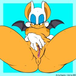 anthro anus argento armwear bedroom_eyes big_breasts breasts chiropteran clothing female fur furry furry_only genitals gloves handwear hi_res mammal mostly_nude naked narrowed_eyes nude presenting presenting_anus presenting_pussy pussy rouge_the_bat rubbing_pussy seductive sega simple_background smile solo sonic_(series) sonic_the_hedgehog_(series) spread_legs spreading wings zeer