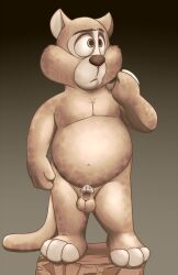 1boy anthro belly censored david_(michelangelo) disney douglas_benson fat featureless_chest feline fine_art_parody furry male_only moobs neenya penis public_domain statue statue_of_david stone tail talespin testicles