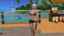 16:9 3d andrina_oceanglow belly_piercing big_ass big_breasts bikini_bottom boat curvy_figure electronic_arts female hair human human_form legs mermaid png see-through_top shaved_ice sims4 the_sims_4 thick_thighs toned_stomach white_hair