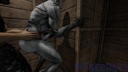 1monster 2boys 3d anal_sex animated anthro_penetrated ass butt dick dominant_human erection freedov3 freedov3_(edward) from_behind_position gay ghost grey_body huge_butt jerkingoff male/male male_penetrated male_penetrating male_penetrating_anthro monster no_sound nude outlast penetration red_barrels sex source_filmmaker submissive_male video walrider