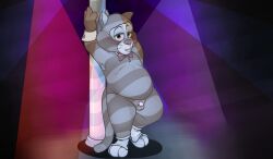 1boy anthro armpit_hair bow bowtie disney douglas_benson feline furry male male_only neenya pole pole_dancing solo stage_lights talespin whiskers wrist_cuffs